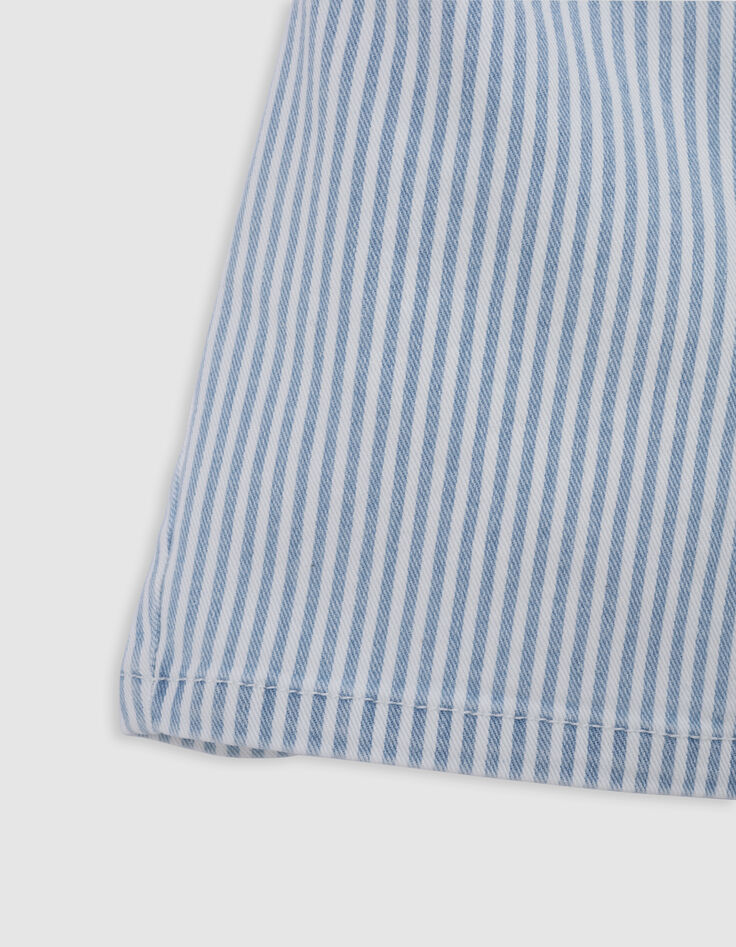 Short en jean blanc rayures bleues fille-7