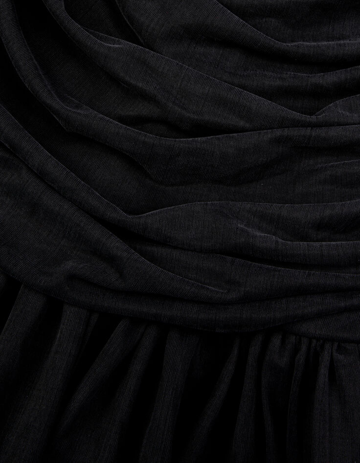 Women&rsquo;s flowing black dress with draped bodice-7
