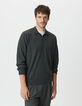Graues Langarm-Poloshirt f&uuml;r Herren aus Strick-3