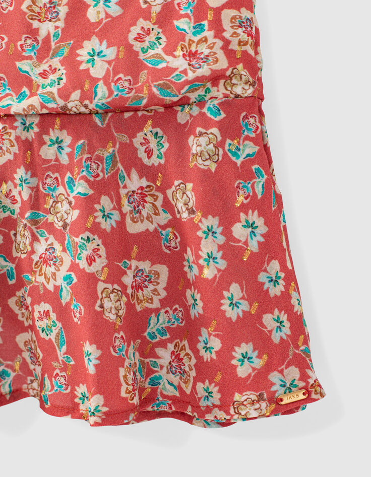Jupe-short corail à imprimé fleurs fille-4