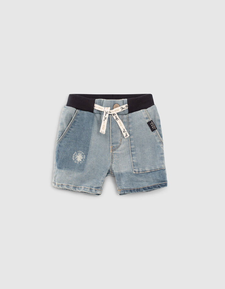 Blaue Bermudas mit Gummizug am Bund für Babyjungen-1