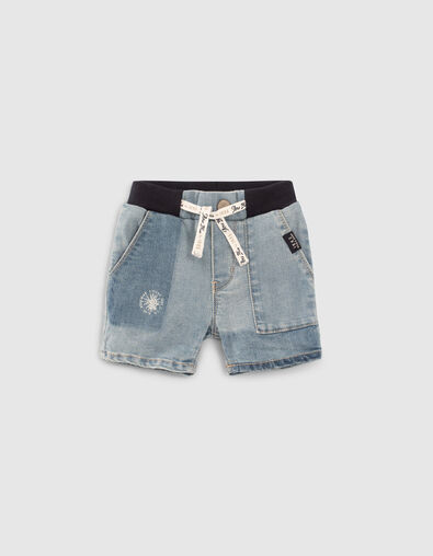 Baby boys’ blue denim elasticated waist Bermuda shorts - IKKS
