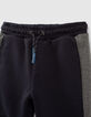 Boys’ dark navy sports joggers with side bands-3