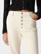 Jean flare beige Waterless boutons apparents Femme-4