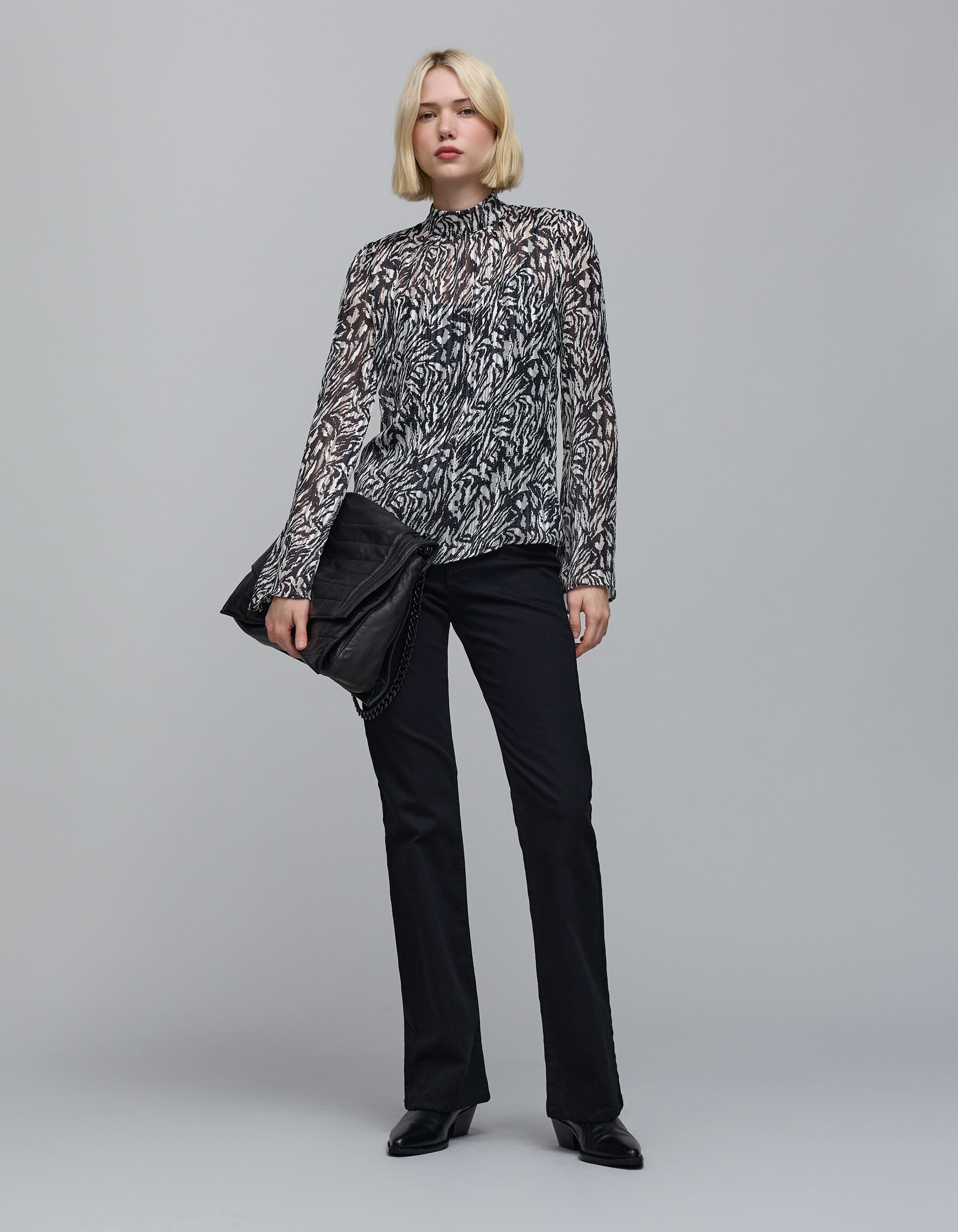Women s ivory zebra lurex print blouse IKKS