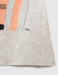 Girls’ grey organic T-shirt with surfer cat image-5