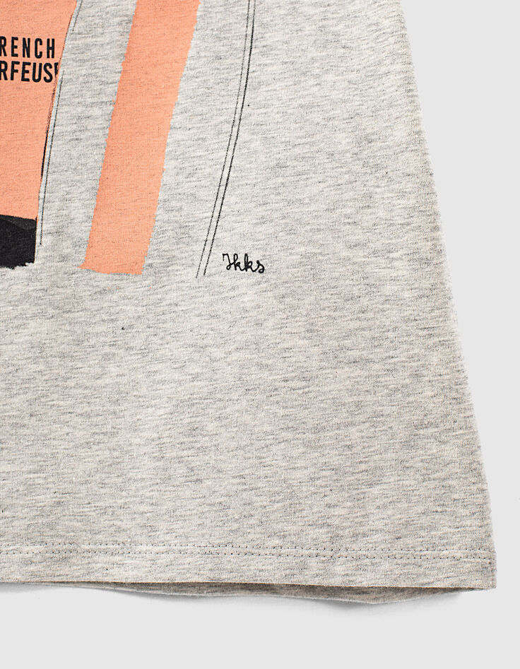 Girls’ grey organic T-shirt with surfer cat image-5 Girls’ grey organic T-shirt with surfer cat image-5