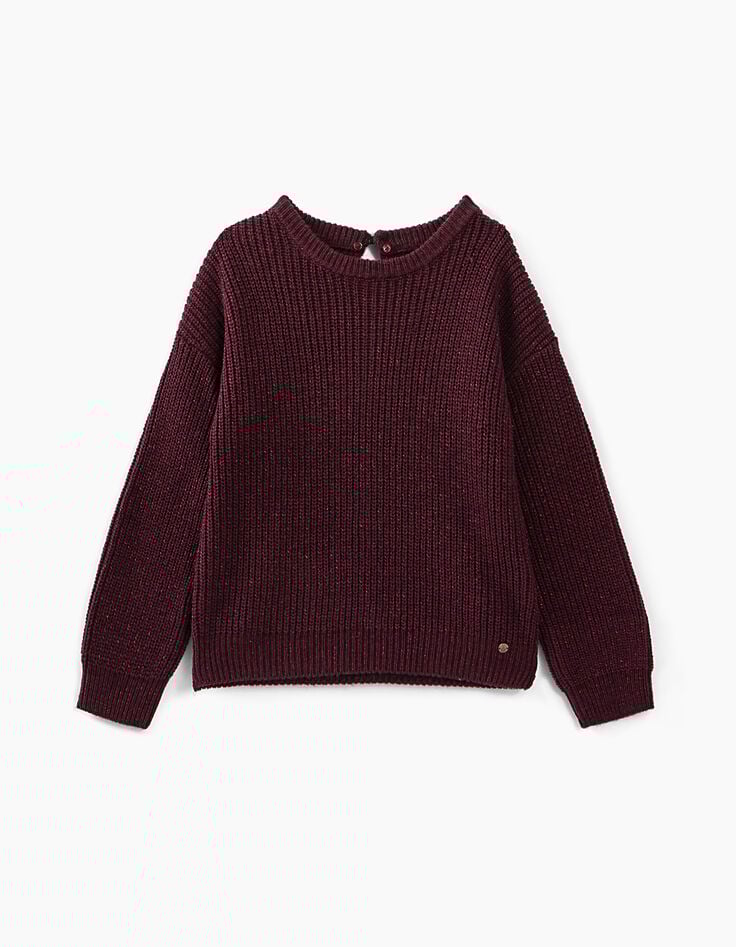 Jersey ciruela de tricot con cuello amovible niña-2