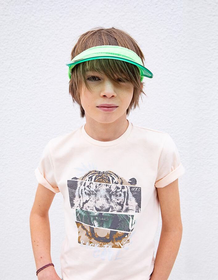 Jungen-T-Shirt mit Tiger-Motiv, Bio, in Peach  - IKKS