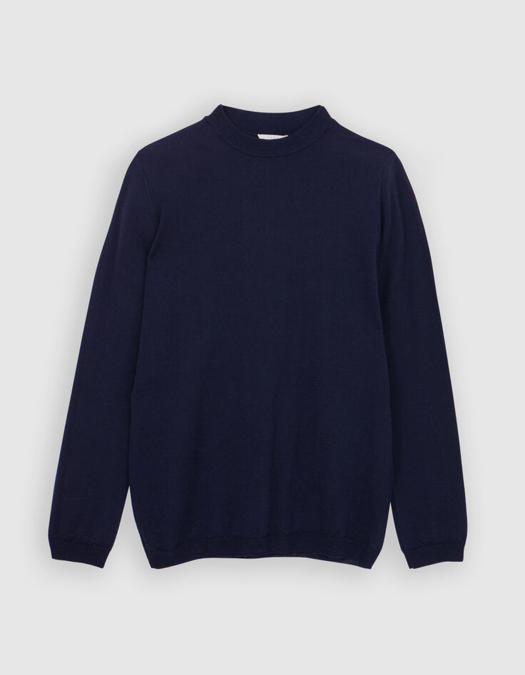 Jersey de cuello alto azul marino para hombre-6
