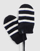 Moufles navy foncé tricot à rayures bébé garçon-3