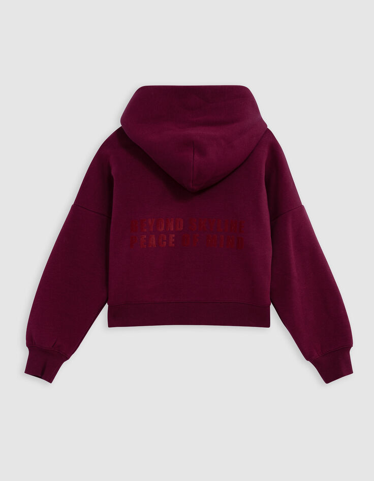 Sudadera con mensaje flocado de terciopelo rojo para ni&ntilde;a-3