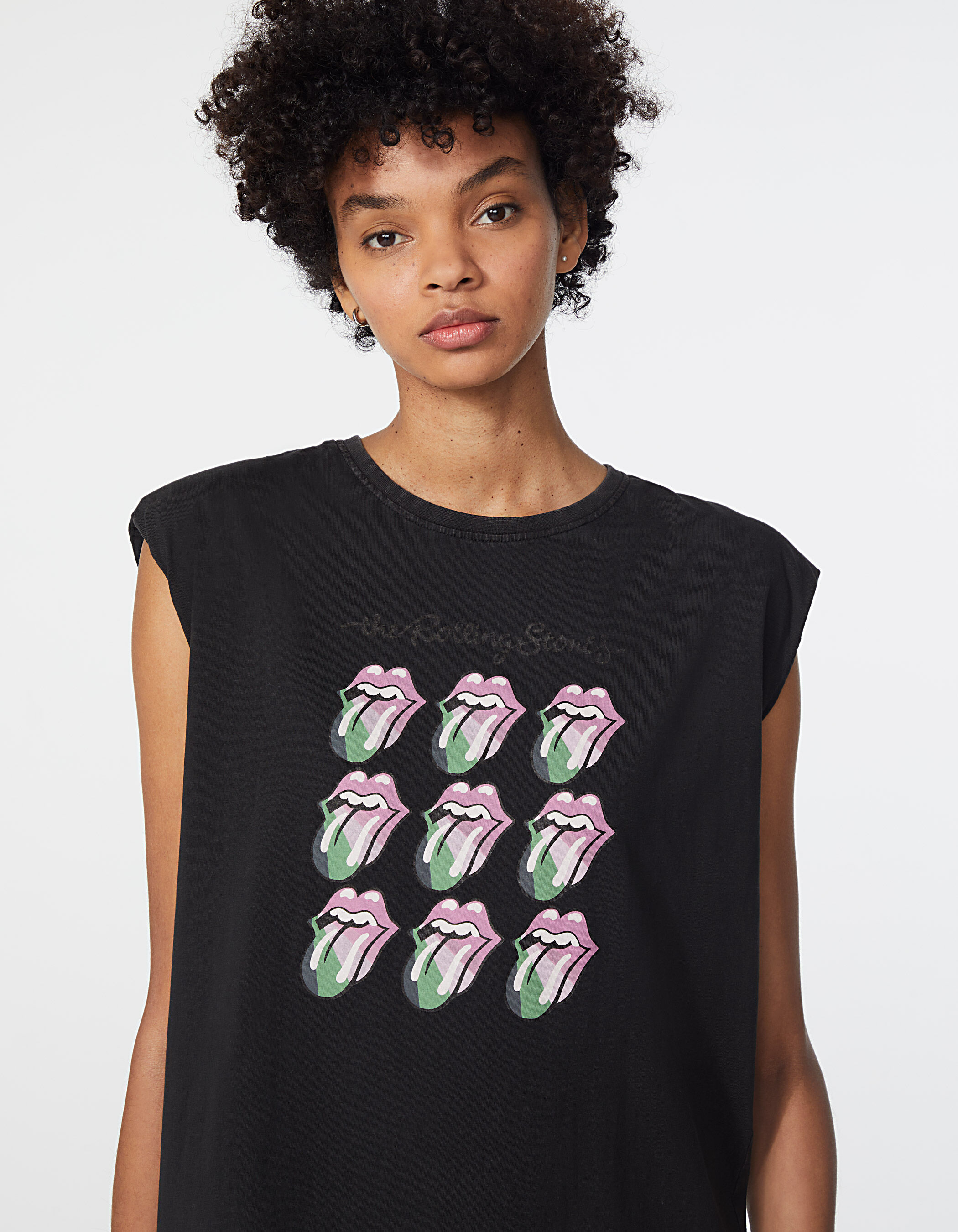 Women s Black Rolling Stones cotton straight dress