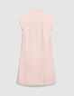 Women's pink striped midi shirt dress-7