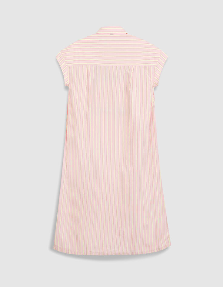 Women's pink striped midi shirt dress-7