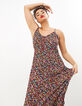Vestido largo negro estampado florecitas multico I.Code -1