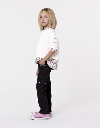 Gerade schwarze Battle-Jeans, Nietendesign für Mädchen - IKKS