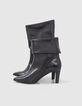 Schwarze Damenlederstiefeletten mit schmalem Absatz-5