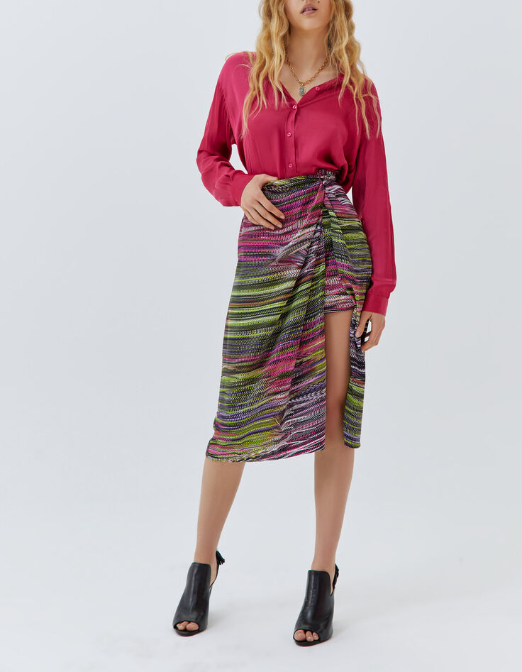 Chemise fushia avec visuel clouté dos femme-5