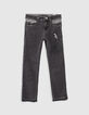 Jungen-Slim-Jeans mit Typoprint, Bio, in Black-Used-Optik -1