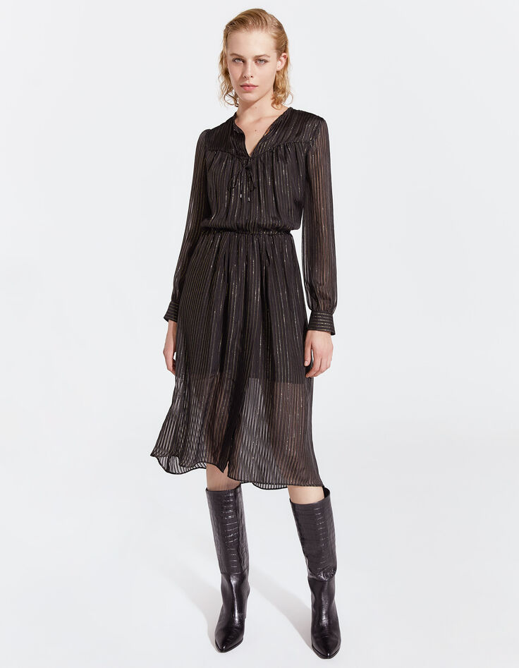 Pure Edition robe longue en soie et fil doré femme-1
