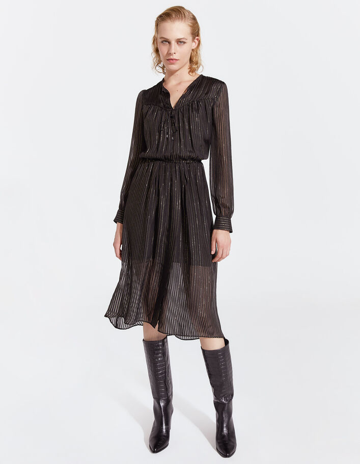 Pure Edition robe longue en soie et fil doré femme IKKS