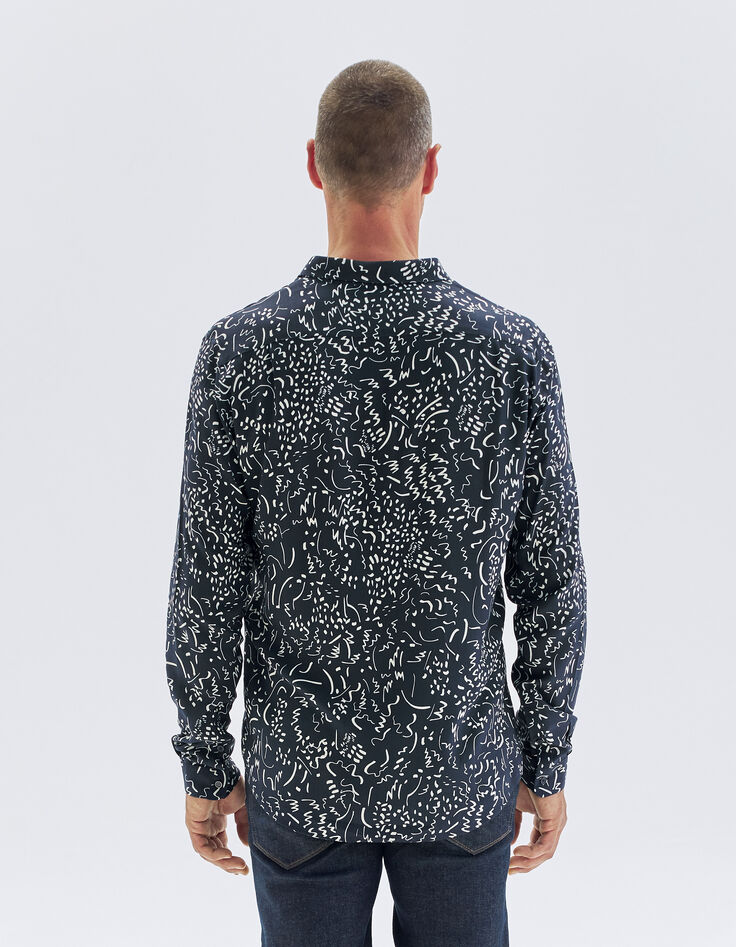Chemise REGULAR marine LENZING™ ECOVERO™ imprimé graffiti Homme-11