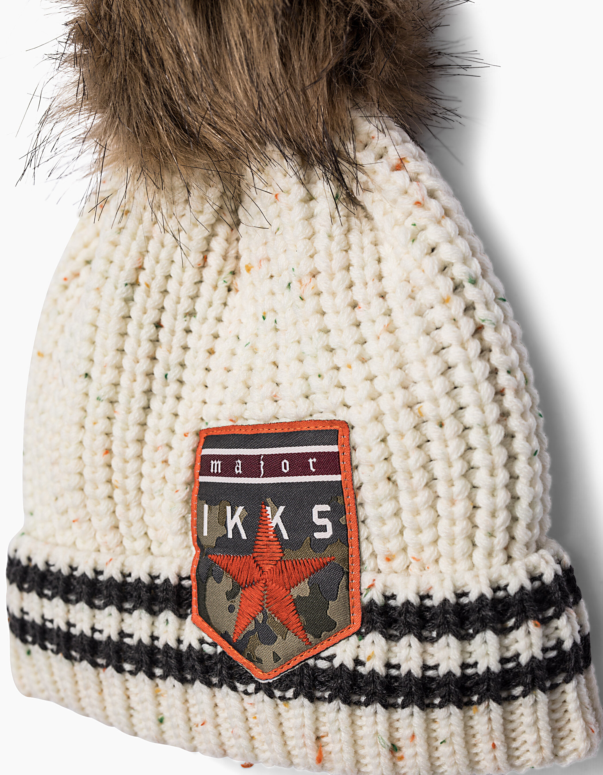 Bonnet fourre doupionne a pompon garcon IKKS