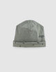 Baby’s khaki+rock print organic cotton reversible beanie-1