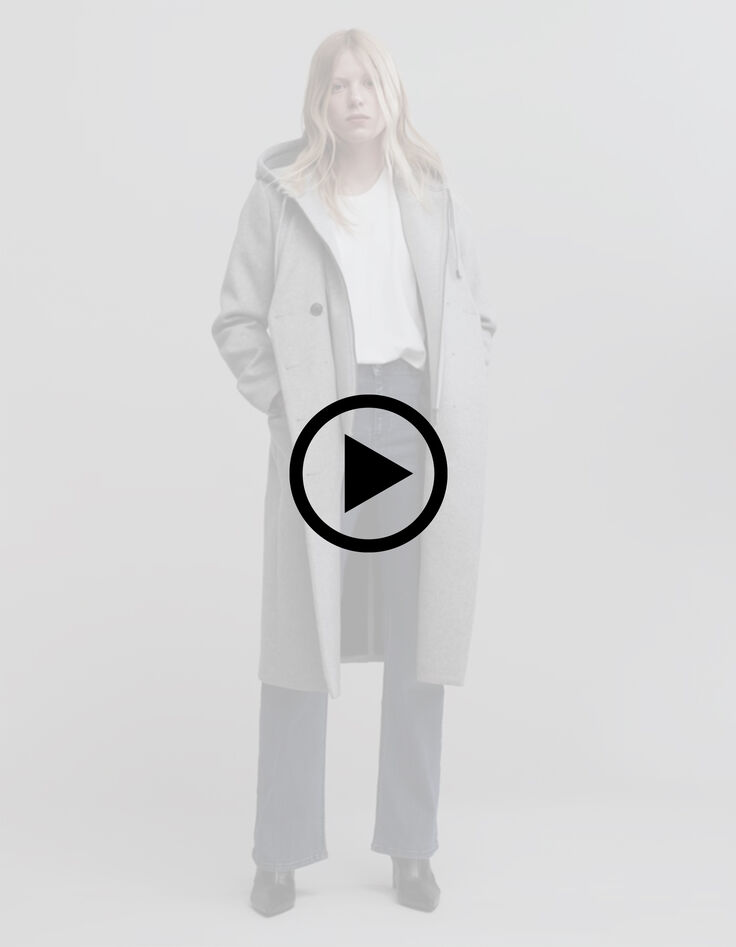 Manteau long gris parmenture amovible Femme-11