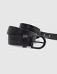 Ceinture noire en cuir relief tressage Homme-6