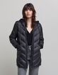 Women’s long light padded jacket+sweatshirt fabric hood-3