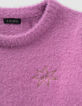 Girls’ dark pink knit sweater with embroidery-6