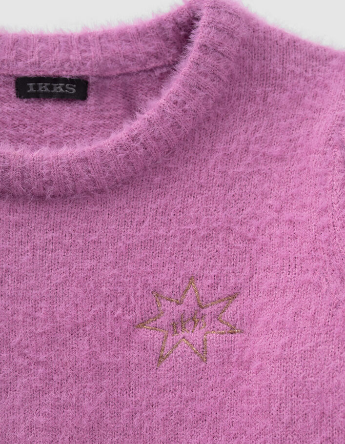 Girls’ dark pink knit sweater with embroidery-8