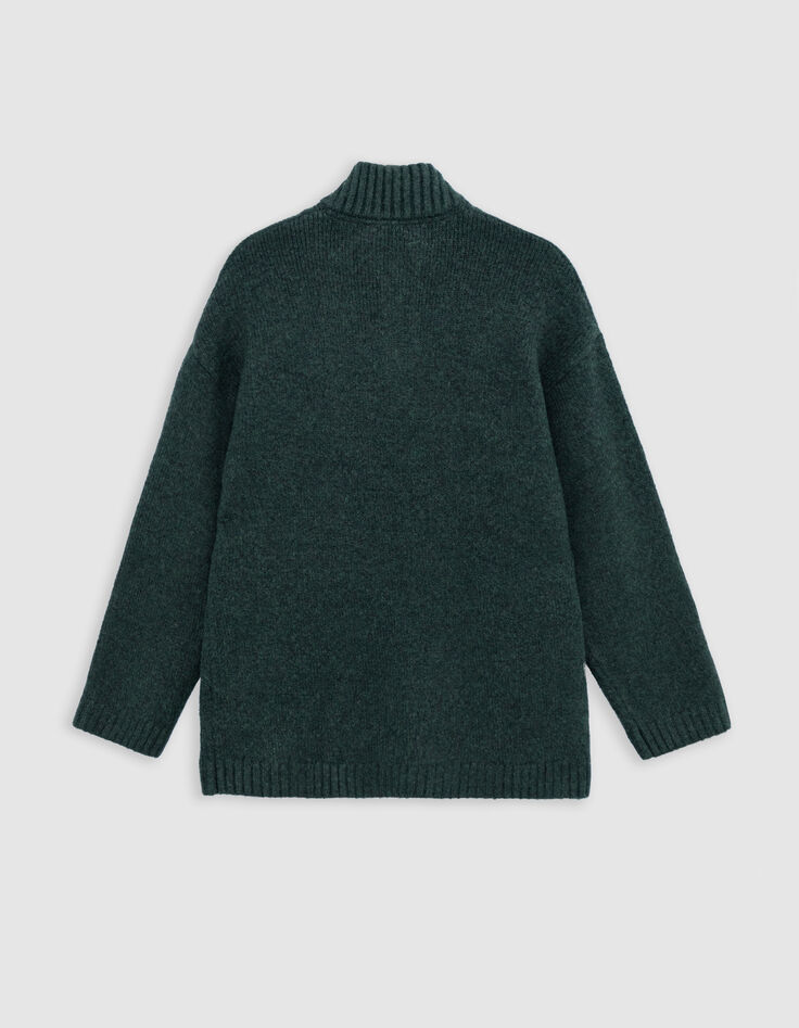 Girl's green trucker-neck sweater-4