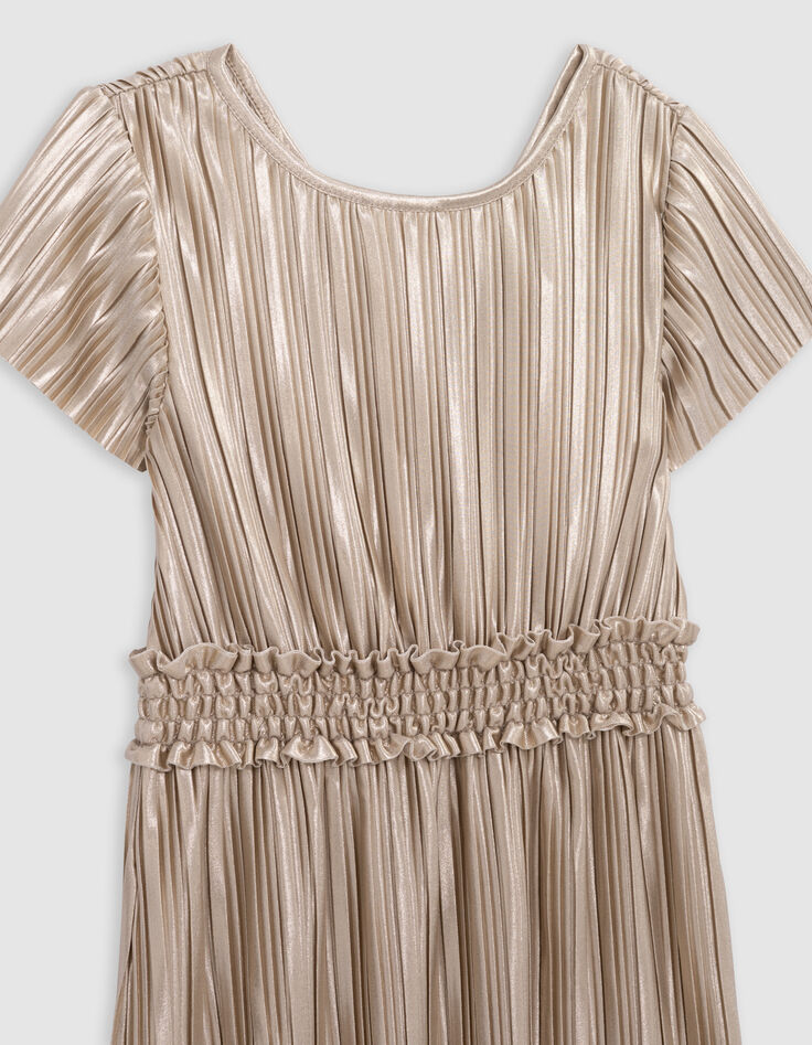 Robe longue dorée plissée fille-2