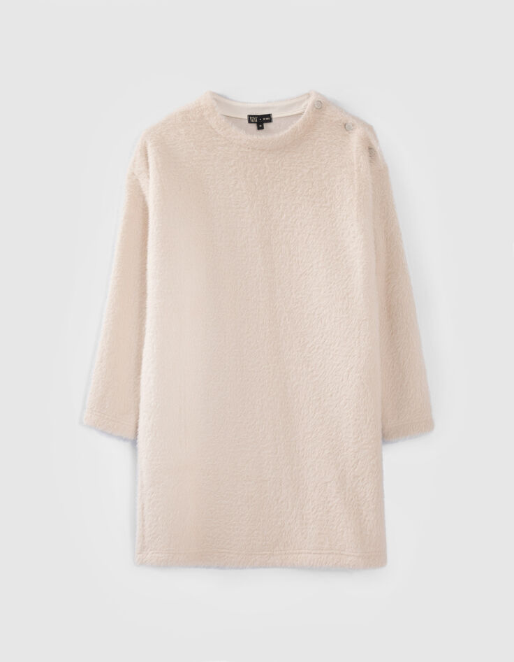 Gebroken witte jurk zachte tricot meisjes-1