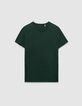Camiseta cuello V verde algod&oacute;n flameado hombre-4