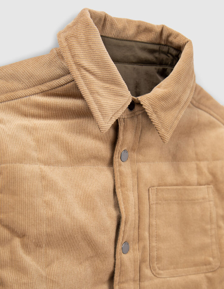 Chaqueta reversible caqui y camel terciopelo niño-6