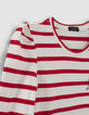 Girls’ ecru mini me T-shirt with red stripes-5