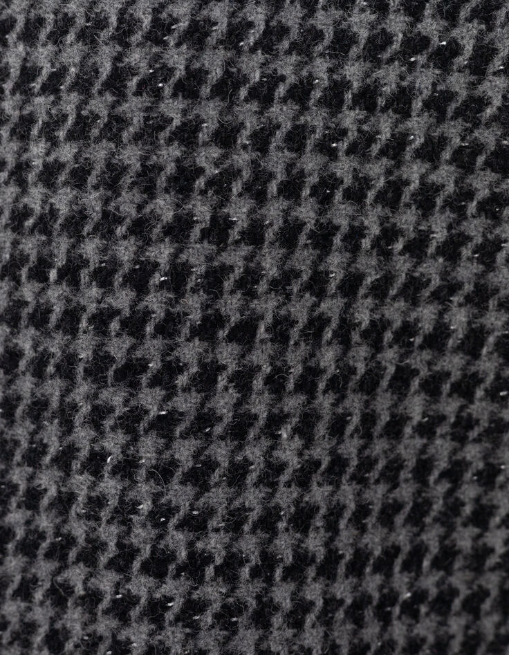 Zwarte rechte jas met houndstoothmotief voor dames-6 Zwarte rechte jas met houndstoothmotief voor dames-6