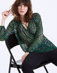 Blusa de gasa estampado leopardo verde mujer-1