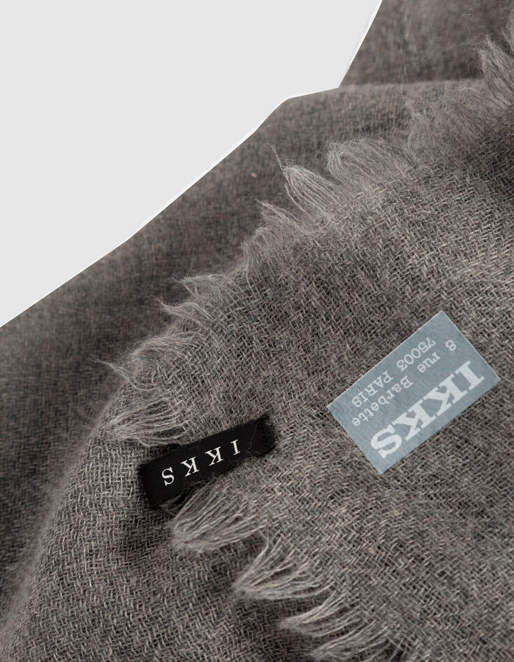 Women’s grey wool and cashmere square scarf-4 Women’s grey wool and cashmere square scarf-4