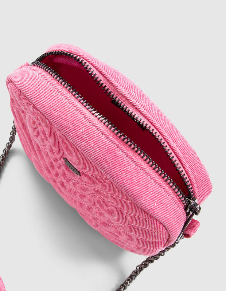 Rosa M&auml;dchenhandtasche mit Herzsteppn&auml;hten-4