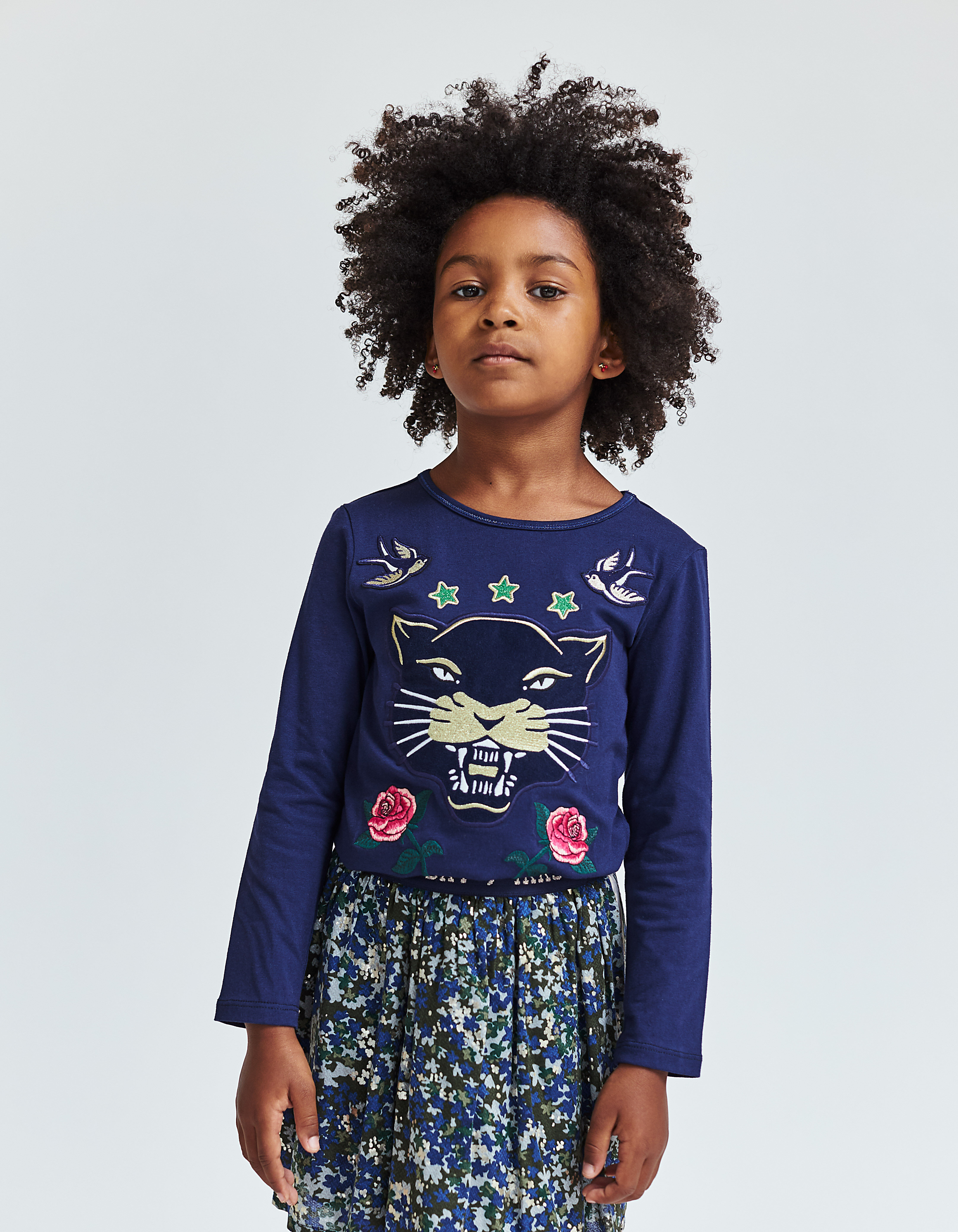 T shirt fille bleu marine outlet
