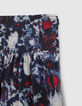 Jupe courte marine recyclée imprimé fleur batik Femme-7
