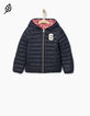 Oranje en navy gewatteerde jas voor meisjes-4