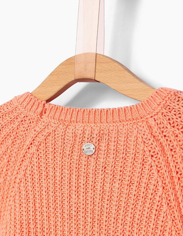 Pull pêche avec broderies fille-7 Pull pêche avec broderies fille-7