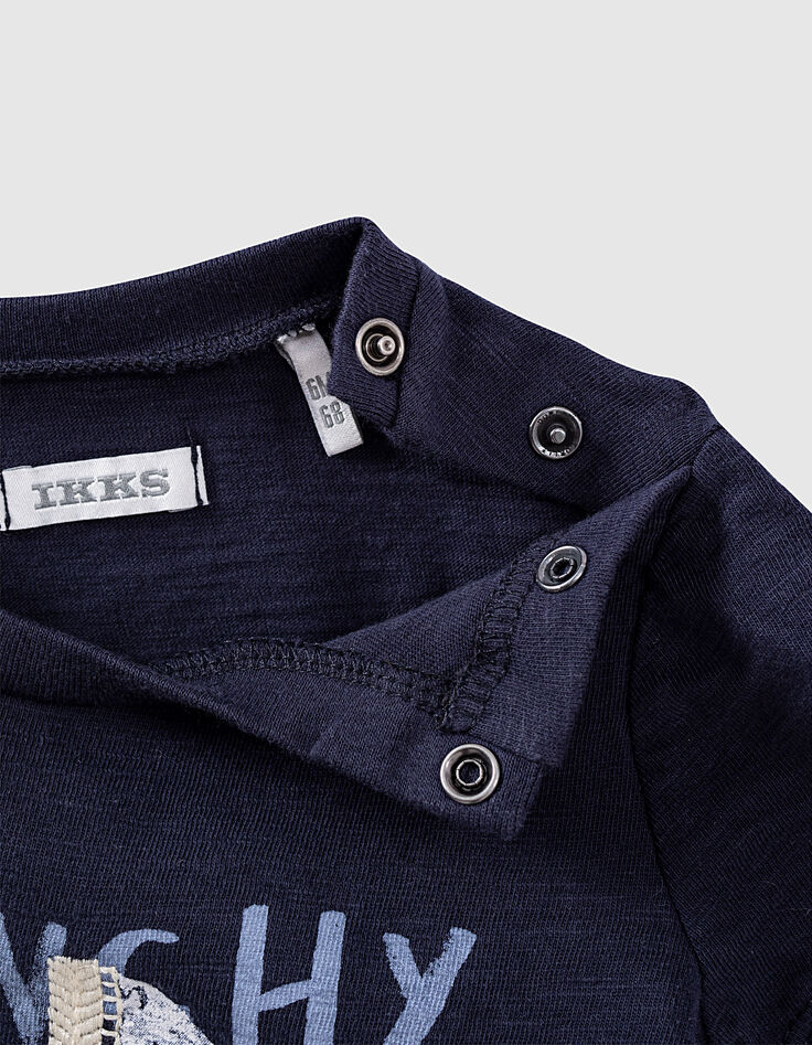 Navy T-shirt geborduurde espadrille biokatoen babyjongens -5