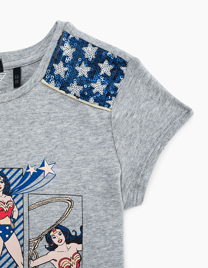 Tee-shirt Wonder Woman gris avec visuels façon BD fille - IKKS